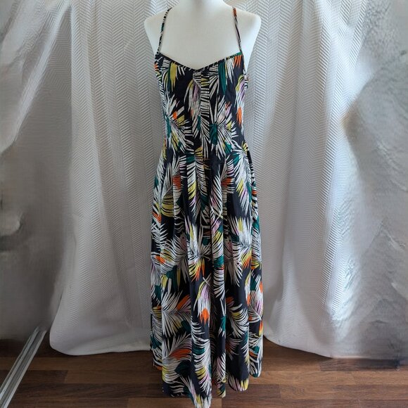 Banana Republic Colorful Tropical Print Strappy maxi dress Size 4 Resort Summer - Picture 1 of 11